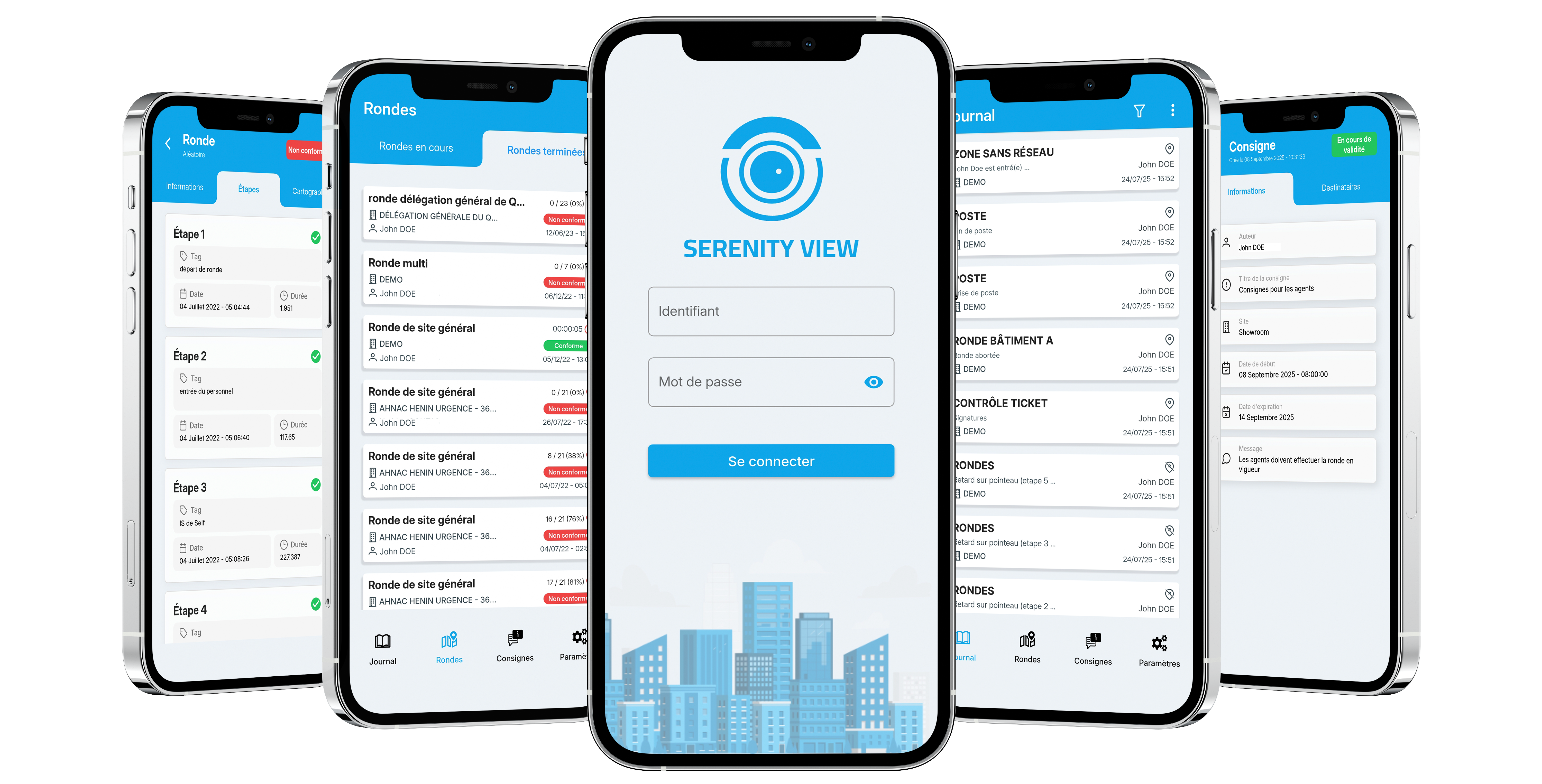 Serenity View - Écrans de l'application